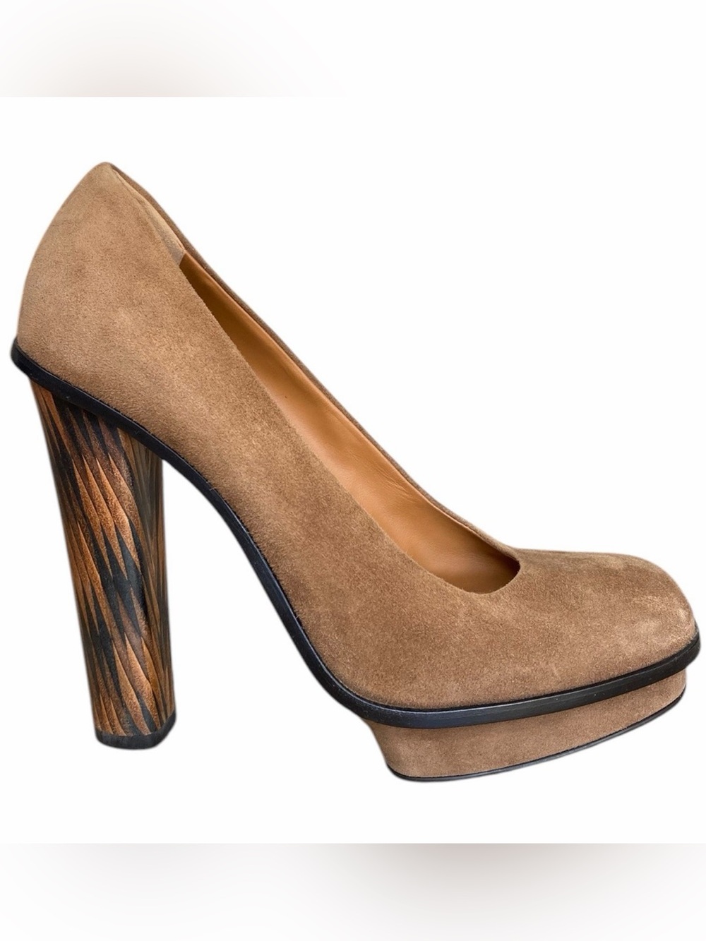 Fendi Taupe Suede Platform Pumps Size 37